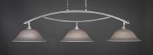 Toltec Company 873-BN-602 - Three Light Brushed Nickel Gray Linen Glass Pool Table Light