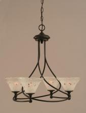 Toltec Company 904-DG-751 - Four Light Dark Granite Frosted Crystal Glass Up Chandelier