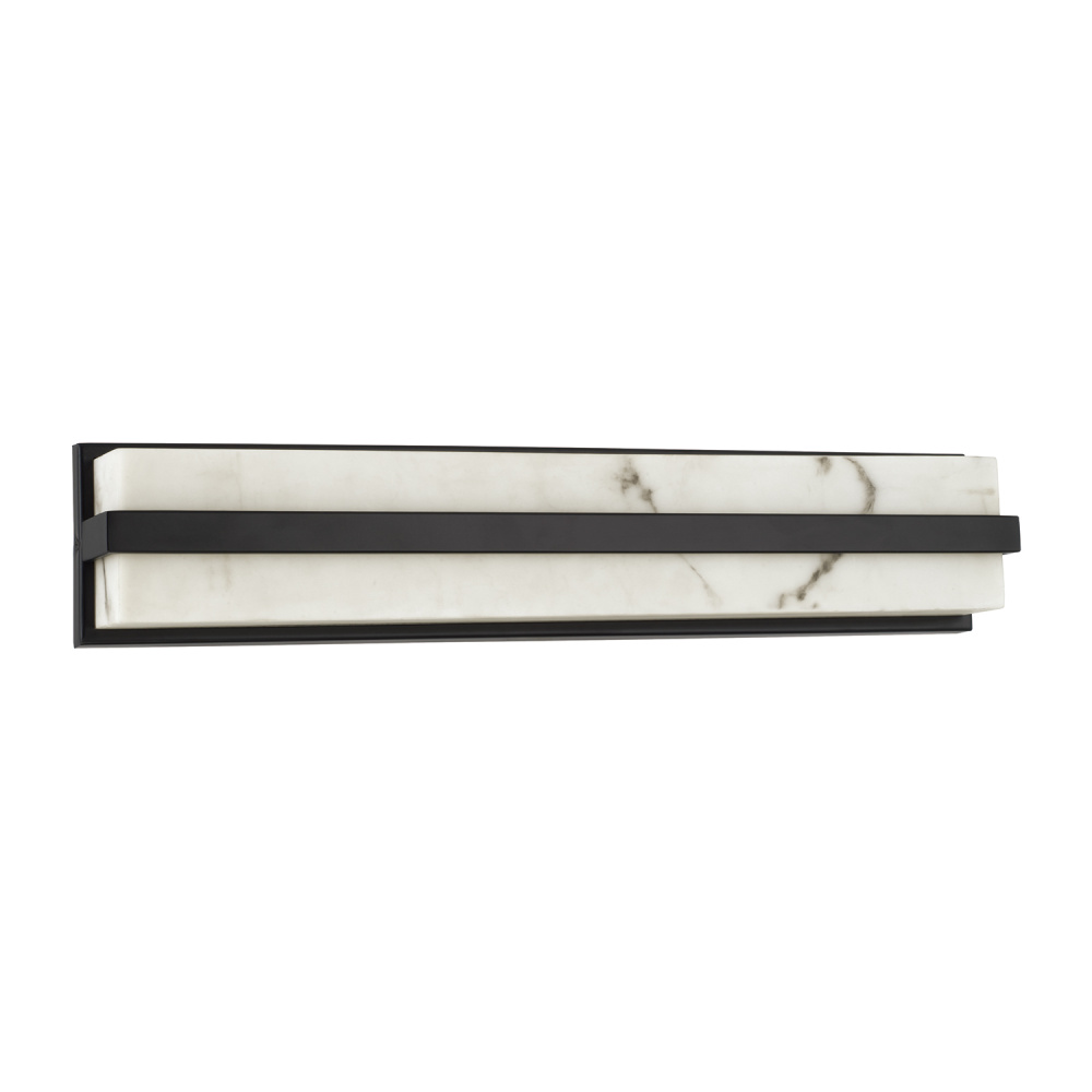 4.75" W x 24" H ADA Integrated LED Vanity Bath Bar in Matte Black with Alabaster Glass