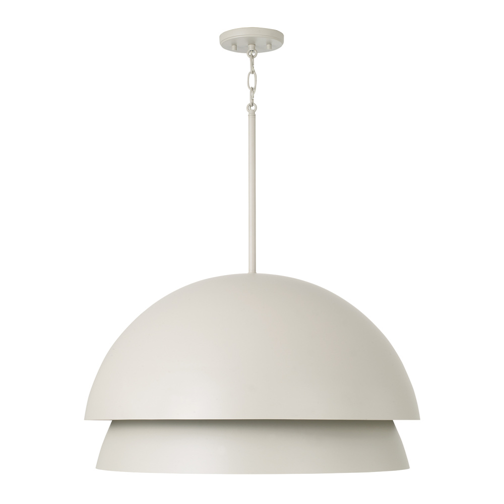 25.25" W x 15" H 3-Light Modern Tiered Dome Pendant in Taupe with Soft White Glass