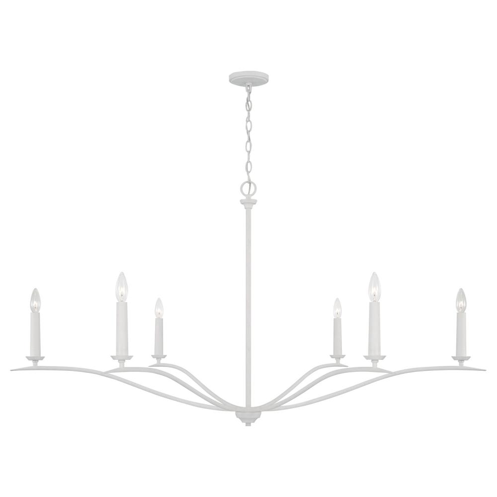 6-Light Elongated Chandelier in Textured White