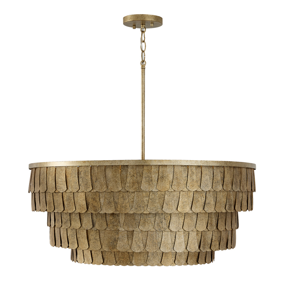 28.75" W x 11.5" H 6-LT Tiered Drum Chandelier in Textured Ancestral Gold