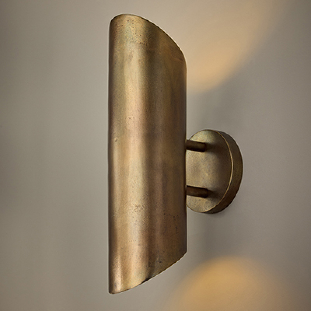 5" W x 16" H 2-Light Cylindrical Dual Sconce in Distressed Oxidized Brass