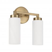 Capital 151721AD - 2-Light Cylindrical Vanity in Aged Brass with Faux Alabaster Glass