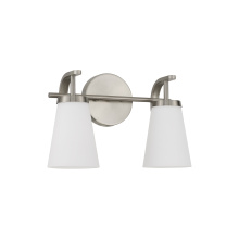 Capital 161021BN-660 - 14" W x 9" H 2-Light Vanity in Brushed Nickel with Tapered Soft White Glass