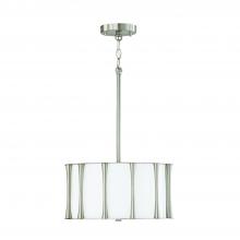 Capital 244631BN - 3-Light Dual Mount Pendant or Semi-Flush in Brushed Nickel with White Fabric Shade