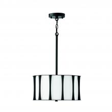 Capital 244631MB - 3-Light Dual Mount Pendant or Semi-Flush in Matte Black with White Fabric Shade