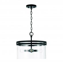Capital 248741MB - 4-Light Dual Mount Pendant or Semi-Flush in Matte Black with Clear Glass