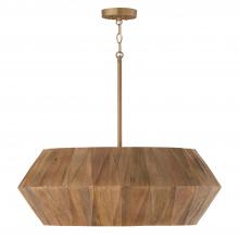 Capital 351061LW - 6-Light Pendant in Hand-distressed Patinaed Brass and Handcrafted Mango Wood