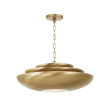 Capital 357711AD - 21.5" W x 8.5" H 1-Light Modern Tiered Bowl Pendant in Aged Brass with Real Alabaster Diffus