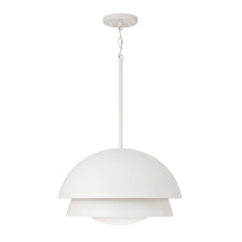 Capital 359211WE - 17.25" W x 10.5" H 1-Light Modern Tiered Dome Pendant in Matte White with Soft White Glass D
