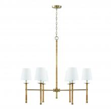Capital 447261MA-705 - 38"W x 35.5"H 6-Light Chandelier in Matte Brass with Hand-Wrapped Natural Rattan and White F
