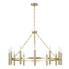 Capital 462001MA - 35" W x 24" H 10-Light Ring Chandelier in Matte Brass with Cylindrical Candlesticks