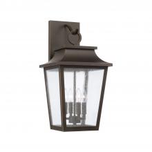 Capital 953341OZ - 4-Light Outdoor Tapered Wall Lantern in Oiled Bronze with Ripple Glass