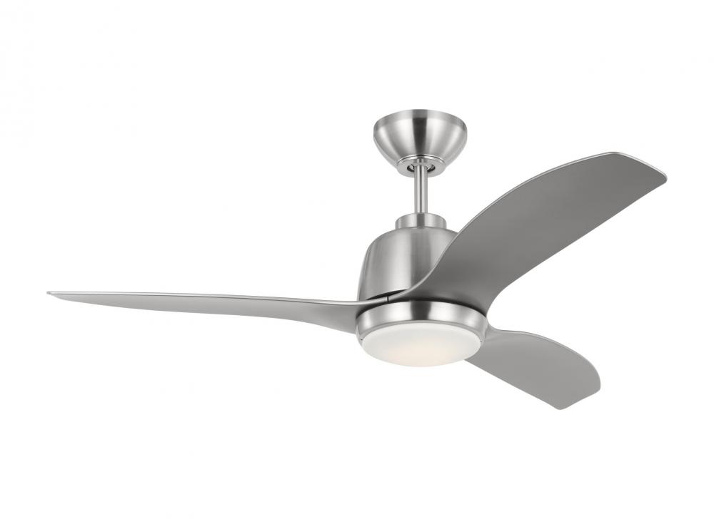 Avila 44 LED Ceiling Fan in Brushed Steel with Silver Blades and Light Kit