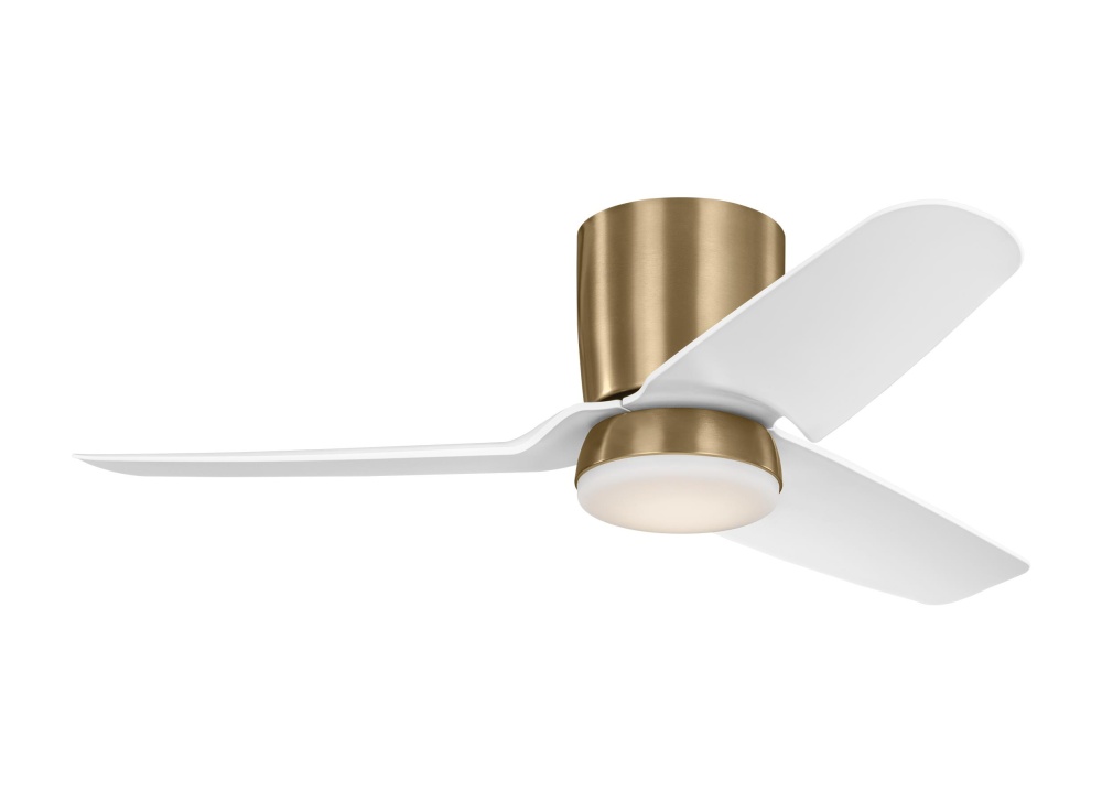 Colgin 44 Hugger LED Ceiling Fan in Satin Brass with Matte White Blades with Light Kit