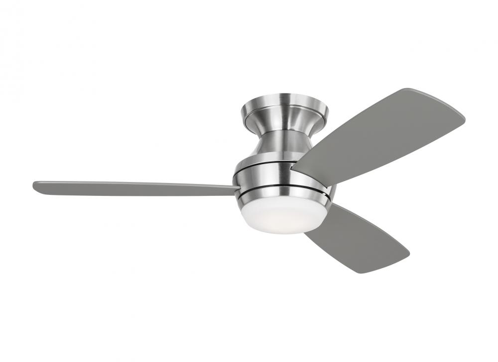 Ikon 44" Dimmable Integrated LED Indoor Brushed Steel Hugger Ceiling Fan with Light Kit