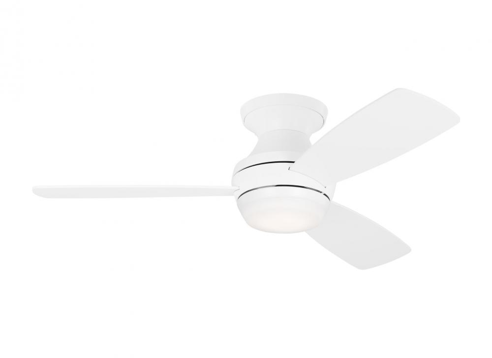 Ikon 44" Dimmable Integrated LED Indoor Matte White Hugger Ceiling Fan with Light Kit
