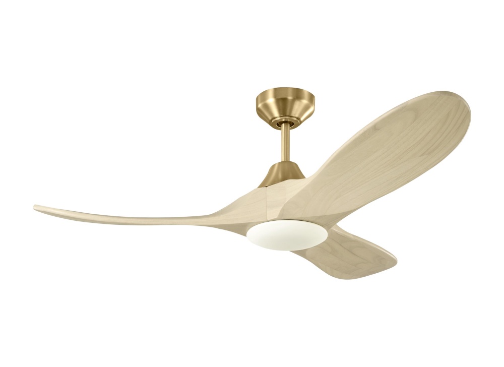 Maverick Smart 44 LED Ceiling Fan in Burnished Brass with Washed White Oak Blades and Light Kit