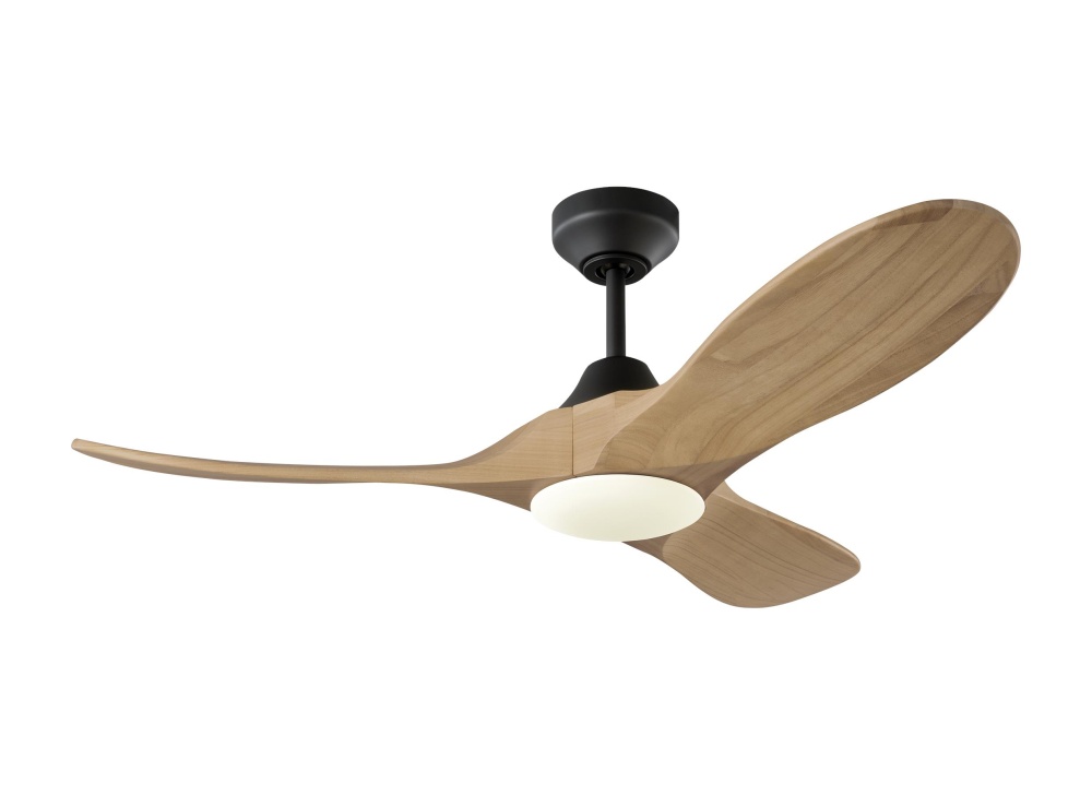 Maverick Smart 44 LED Ceiling Fan in Midnight Black with Natural Honey Blades and Light Kit