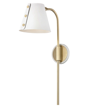 Mitzi by Hudson Valley Lighting HL174201-AGB/WH - Meta Plug-in Sconce
