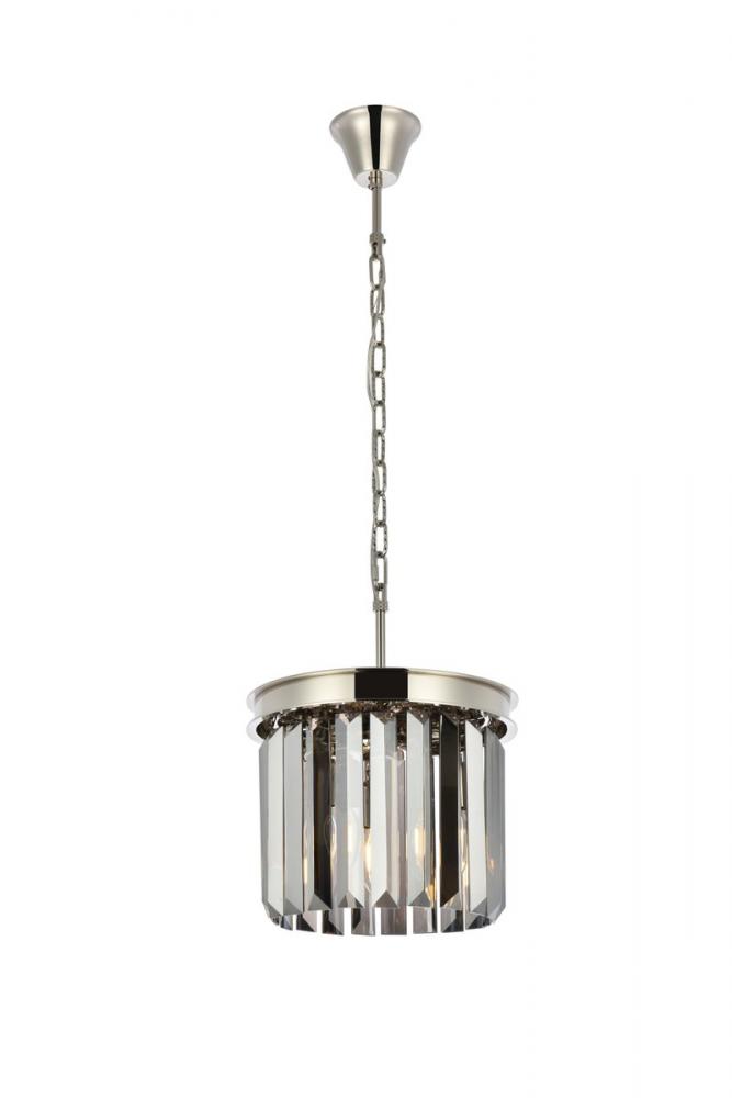 Sydney 3 light polished nickel Pendant Silver Shade (Grey) Royal Cut Crystal