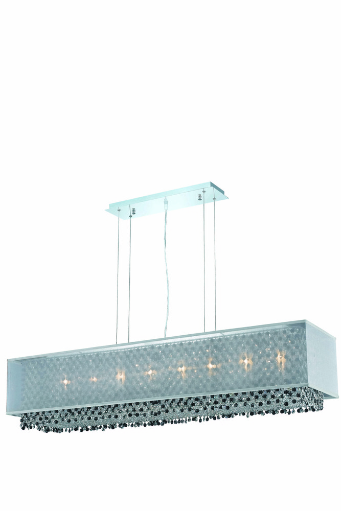 1691 Moda Collection Hanging Fixture w/ Silver Fabric Shade L48.5in W12.5in H11in Lt:8 Chrome Finish