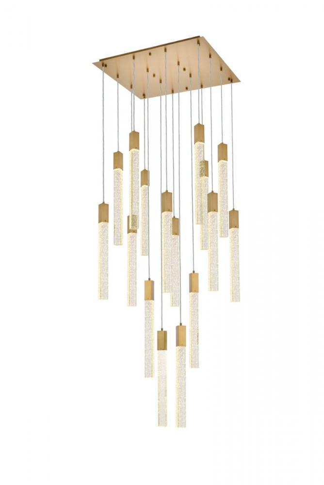 Weston 16 lights pendant in satin gold