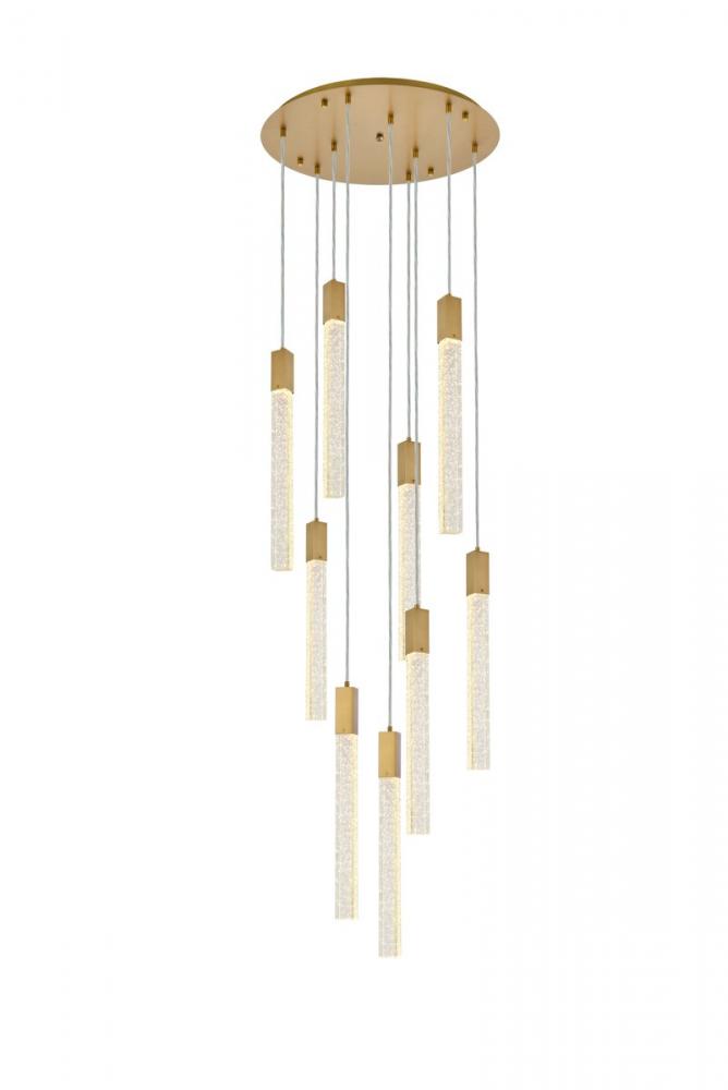 Weston 9 lights pendant in satin gold