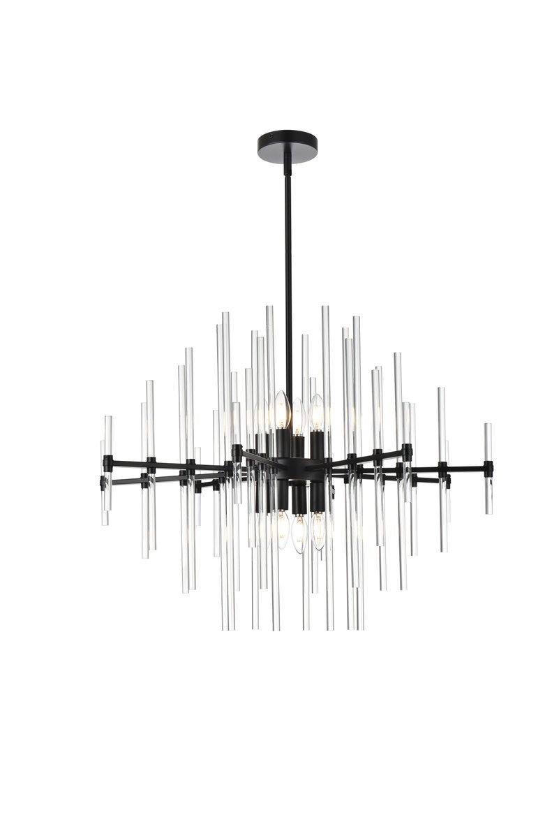 Sienna 31 inch crystal rod pendant in black