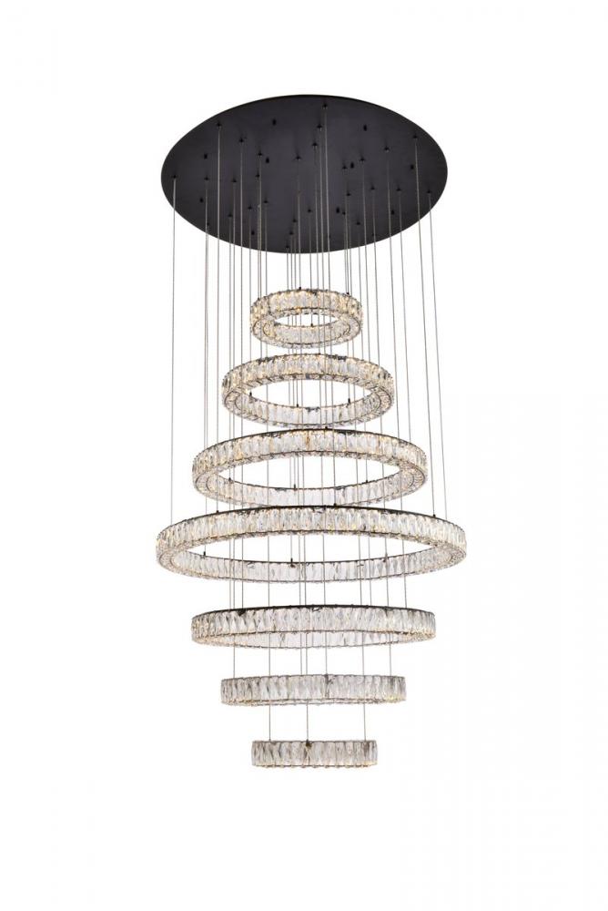 Monroe 40 inch LED seven ring chandelier in black