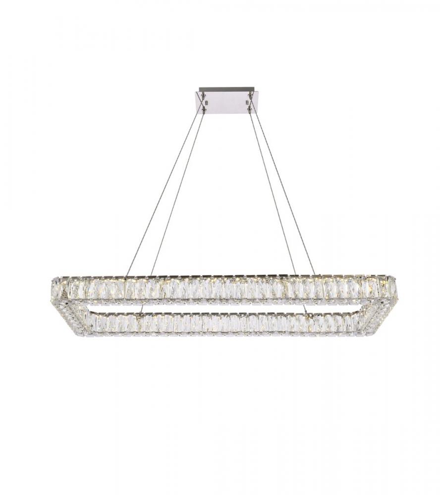 Monroe 42 inch LED Single rectangle pendant in chrome