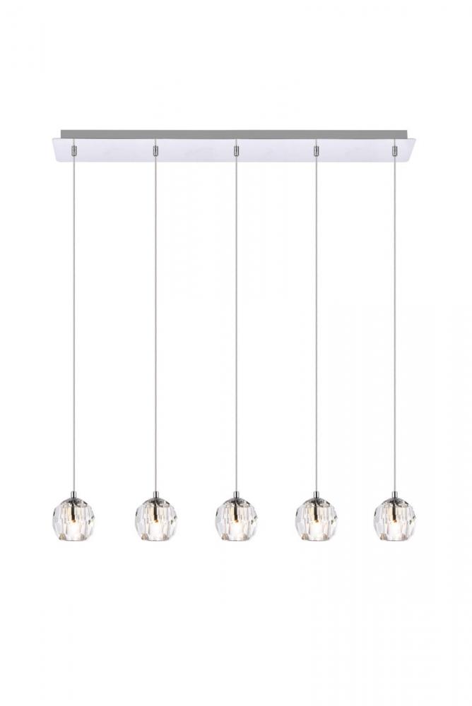 Eren 5 lights Chrome pendant