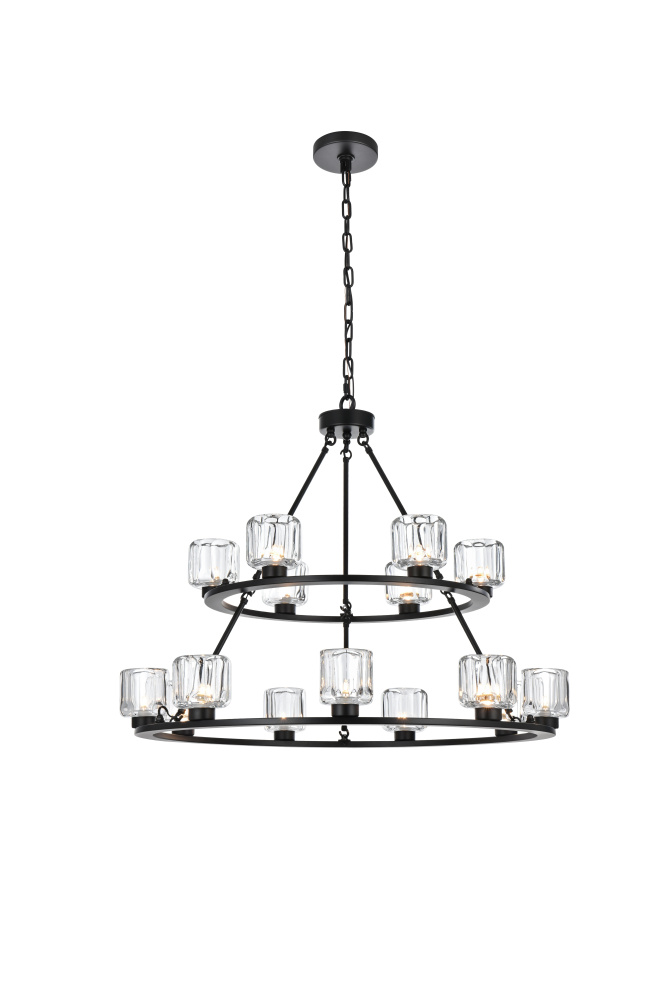 Pendant Light D36"+26" G9 Lt15 40W Black