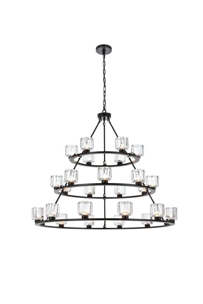 Pendant Light D48"+36"+26" G9 Lt27 40W Black