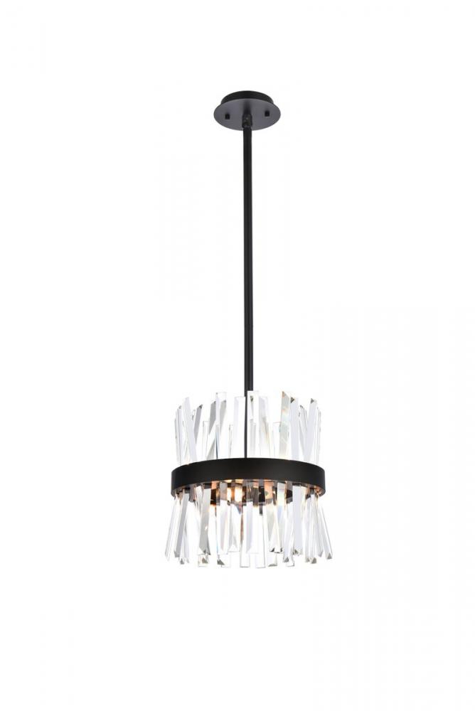Serephina 12 inch crystal round pendant light in black