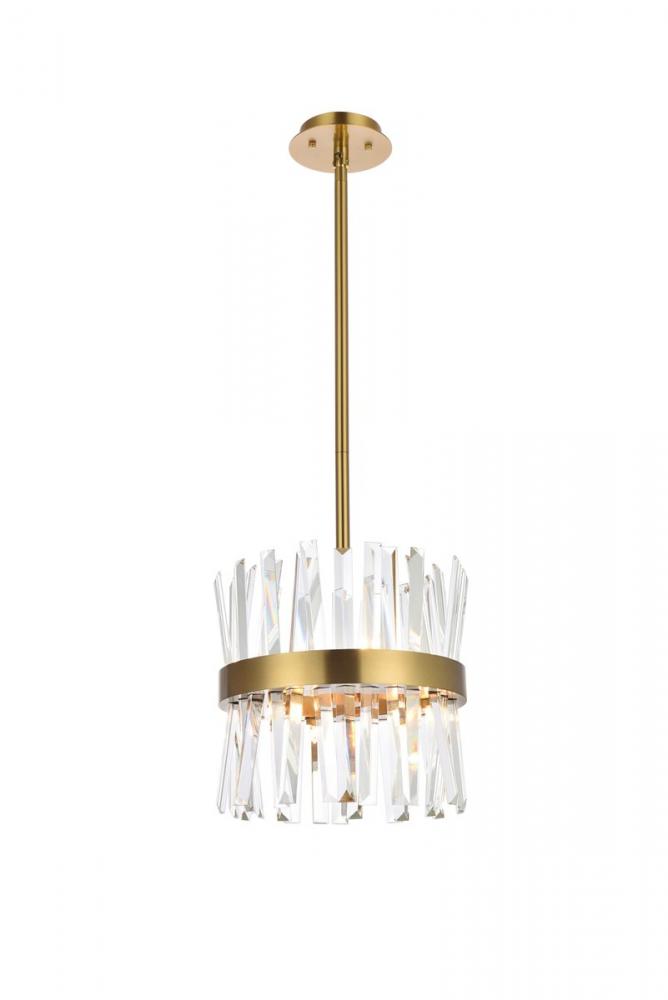 Serephina 12 inch crystal round pendant light in satin gold