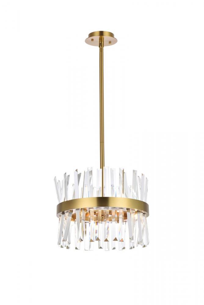 Serephina 16 inch crystal round pendant light in satin gold