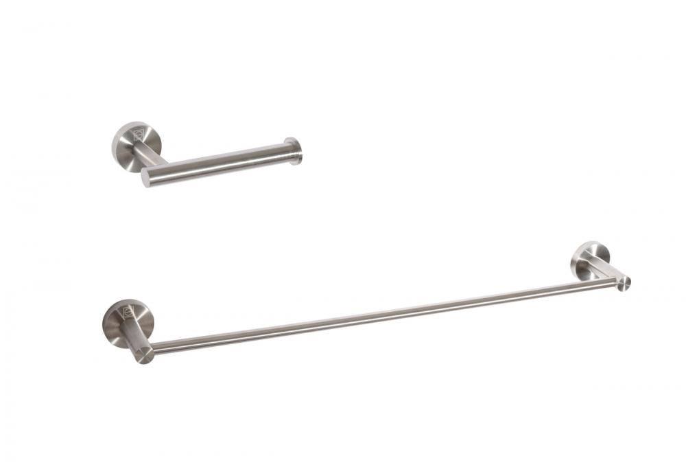 Bathroom hardware set 24"x2.8"+6.2"x3.5" brushed nickel