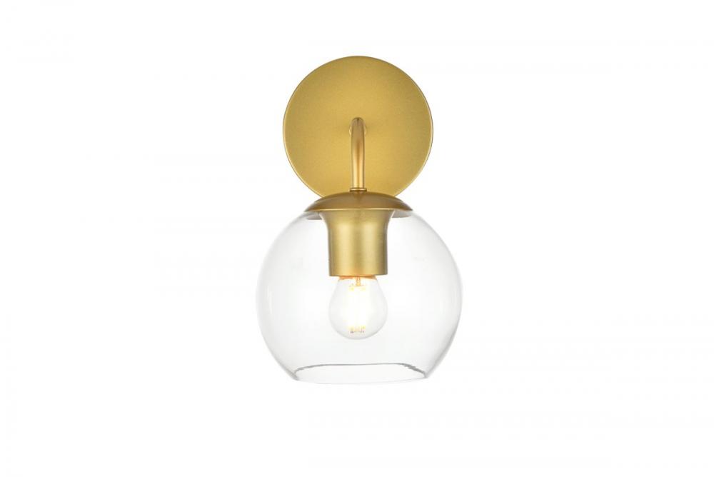 Genesis 1 light Brass and Clear Bath Sconce