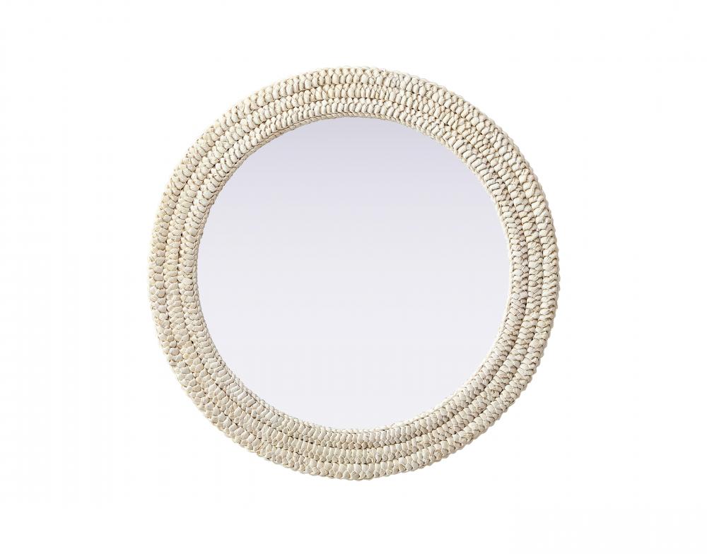 Jute Rope Mirror D30'' Linen White