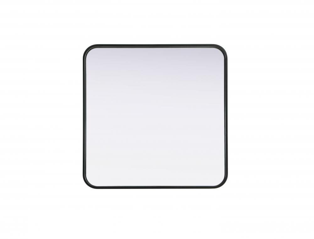 R Corner Square Mirror 24"x24"x2" black