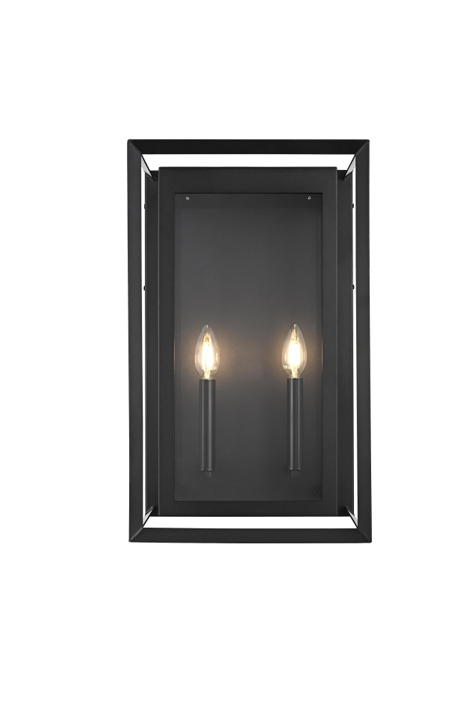 Wall sconce W12" E9" H19.5" L2 Black