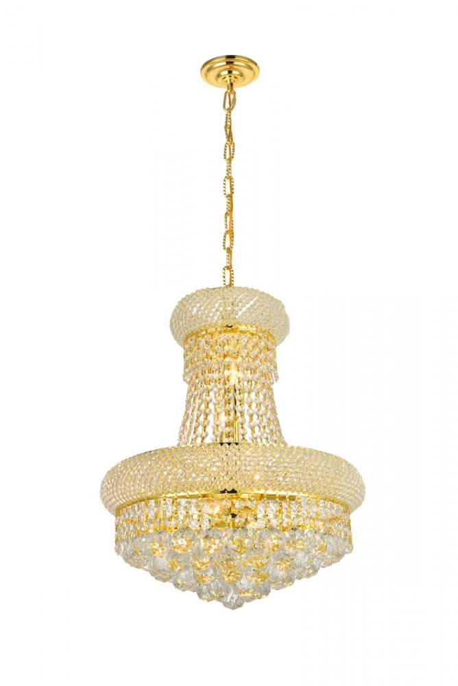 Primo 8 light Gold Pendant Clear Royal Cut Crystal
