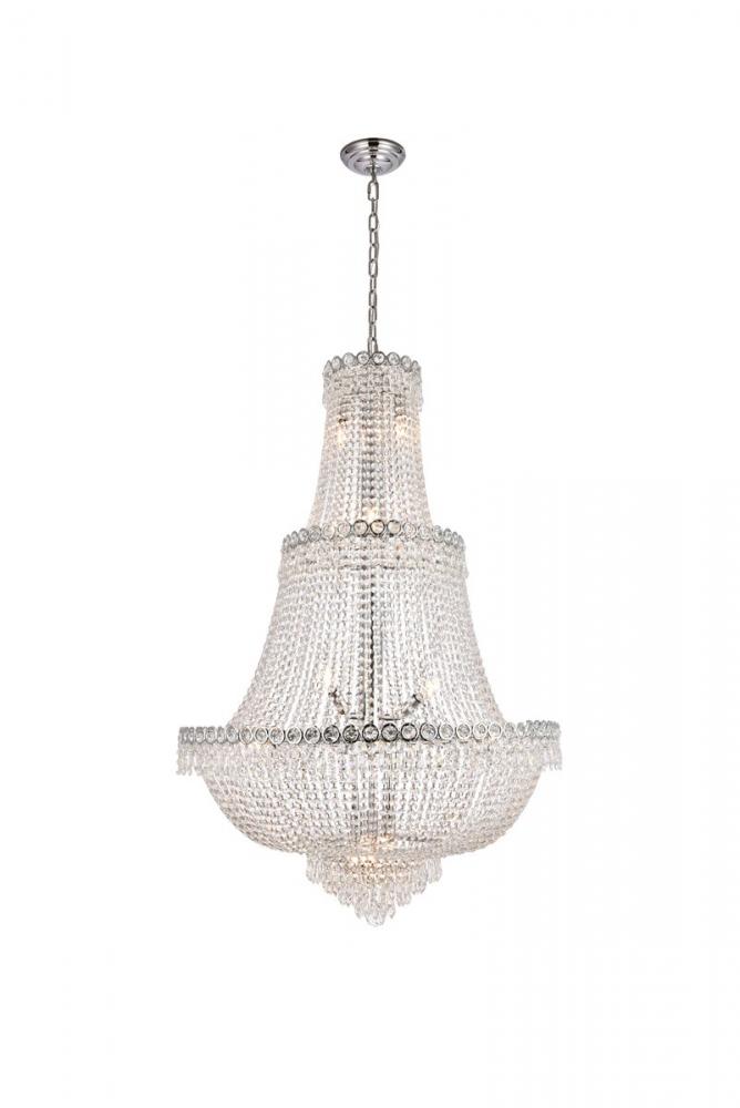 Century 17 light Chrome Chandelier Clear Royal Cut Crystal