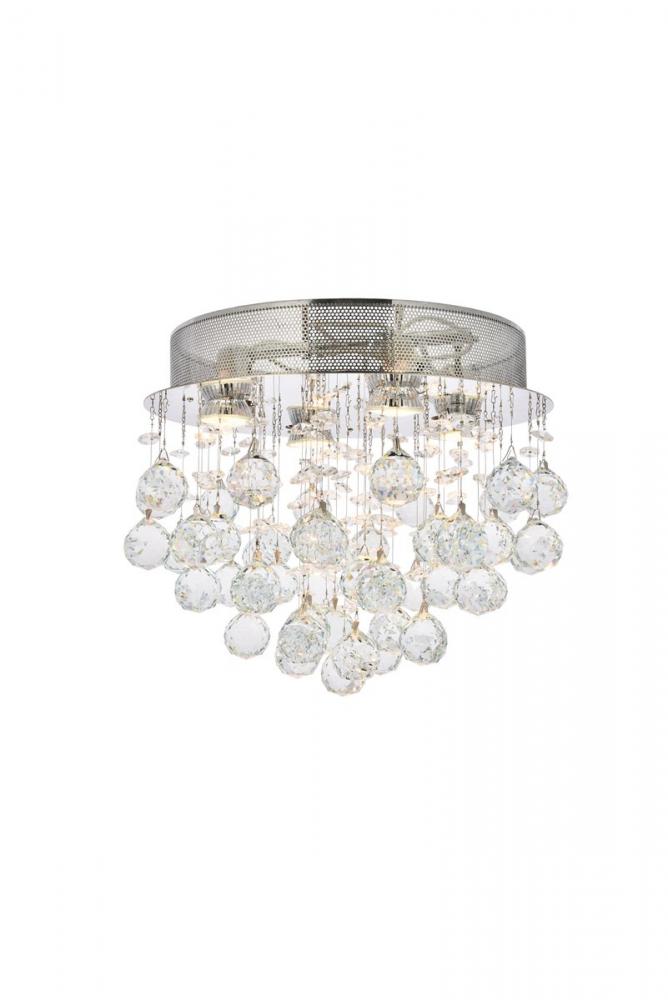Galaxy 4 light Chrome Flush Mount Clear Royal Cut Crystal