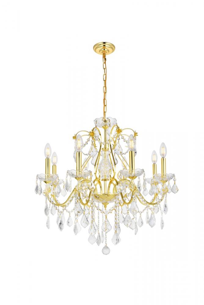 St. Francis 8 light Gold Chandelier Clear Royal Cut Crystal