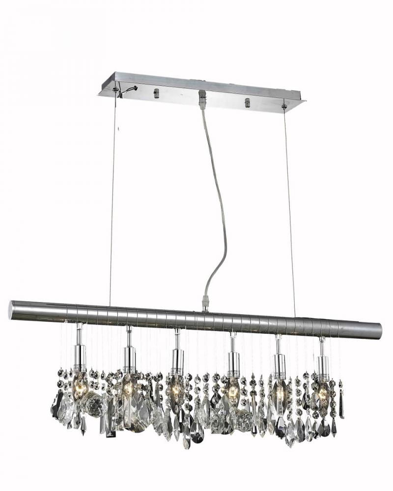 Chorus Line 6 light Chrome Chandelier Clear Royal Cut Crystal