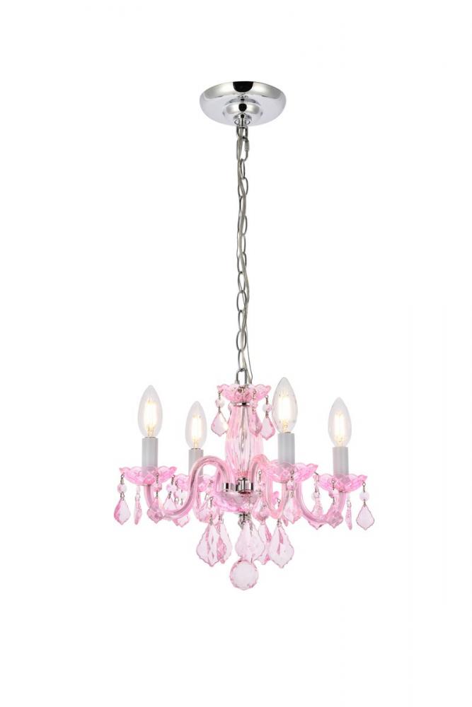 Rococo 4 light Pink Pendant Rosaline (Pink) Royal Cut Crystal