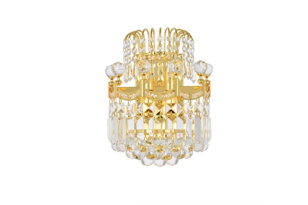 Corona 2 light Gold Wall Sconce Clear Royal Cut Crystal